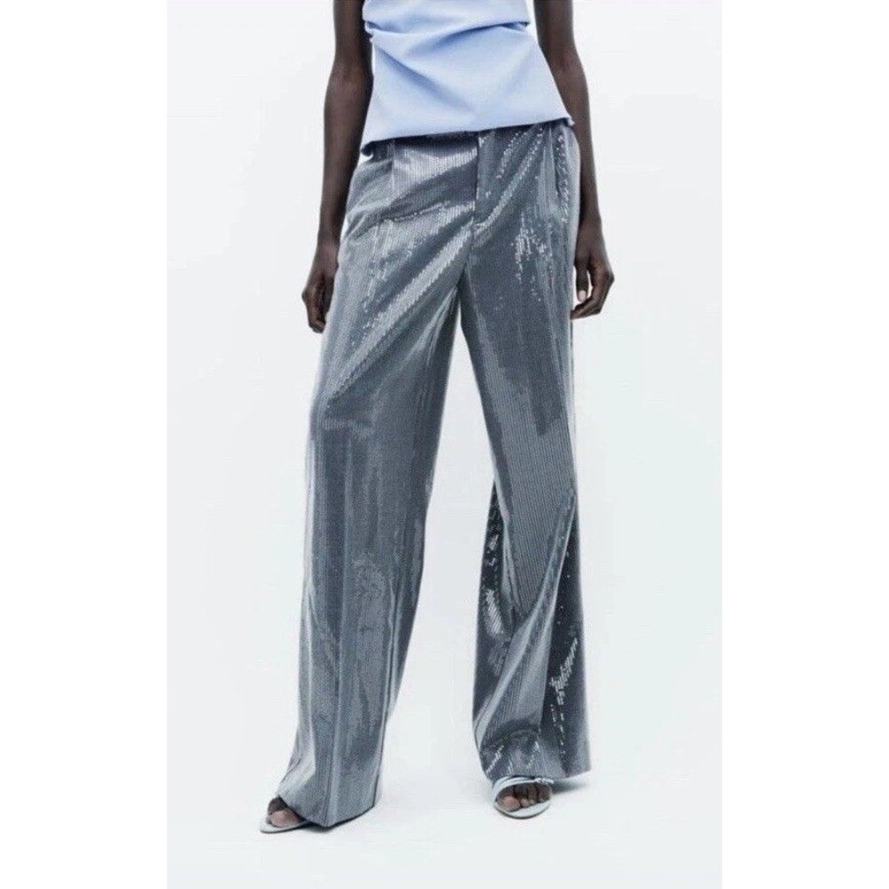 (J) ZARA, Womenswear style sequined trousers, size L.